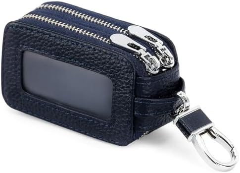 SENDEFN Car Key Fob Case Double Zipper Leather Smart Remote Keychain Protector - Image 7