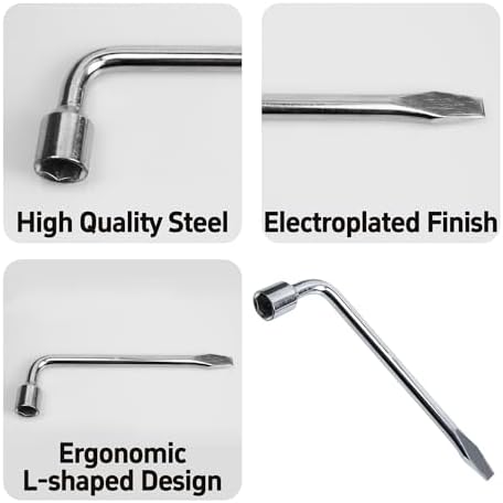 22mm Car Spare Tire Lug Wrench, Heavy Duty L-Type Tire Steel Tool - Image 5