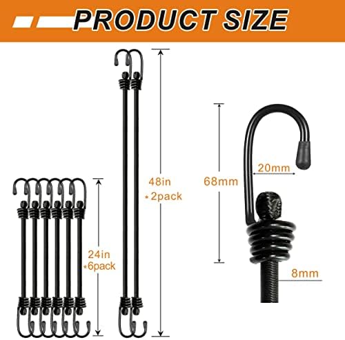 BEXSLE Bungee Cords with Hooks, Heavy Duty Outdoor Elastic Bungee Straps，No - Image 5