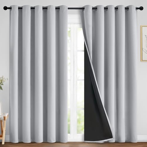 Yakamok Light Grey 100% Blackout Curtains 84 Inches Long 70" Wide 2 Panel by Yakamok