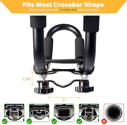 PIRIPARA Kayak Roof Rack 2 Pairs J-Bar Carrier Holder - Image 4
