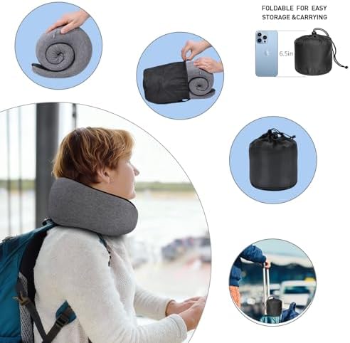 Neck Travel Pillows for Airplanes Memory Foam Neck Comfort Pillow Compact - Image 4