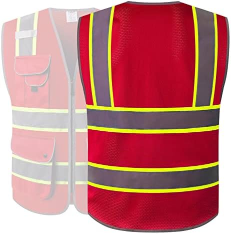 JKSafety Safety Vest for Men Women Reflective Hi Vis JK100 Red 2XL - Image 5