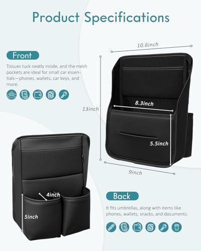 FLORICH Car Organizer Storage Between Seats, Leather Seat Organizer Purse - Image 6