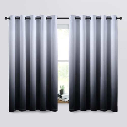 SimpleHome Ombre Gradient Black White to Gray Curtains by SimpleHome