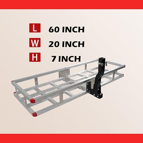 60 x 20 x7 Aluminum Cargo Carrier Hitch Mount | 500lb Heavy Duty Folding - Image 6