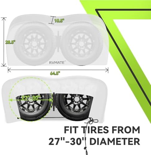 RVMATE RV Tire Covers, Dual Axle Wheel Cover, 1 Pack, Fit 27"-30" Dia. Tire - Image 3