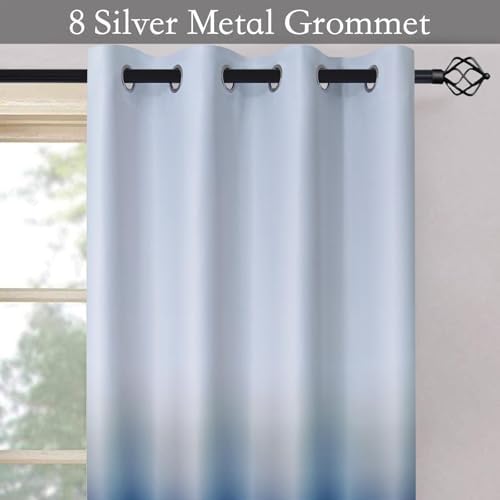 SimpleHome Ombre Gradient Blue White to Gray Curtains - Image 2