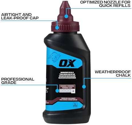 OX Red Chalk Line Powder 8oz Permanent Marking Chalk Refill - Image 2