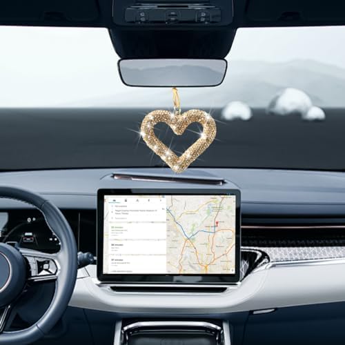 Mandark Crystal Rhinestone Heart Rearview Mirror Pendant - Image 5