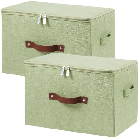 2PCS Storage Bins with Zipper Lids Decorative Lidded Basket Box by VinneGenzz
