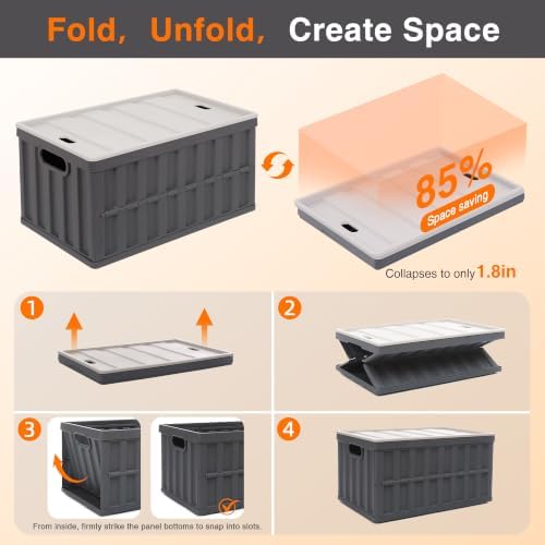 Citylife 2PC 64L Collapsible Storage Bins - Image 5