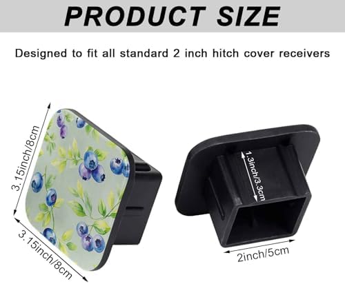 Blue Berry Watercolor Tow Hitch Covers Heavy Duty Rubber Trailer Hitch Cover 2" - Image 2