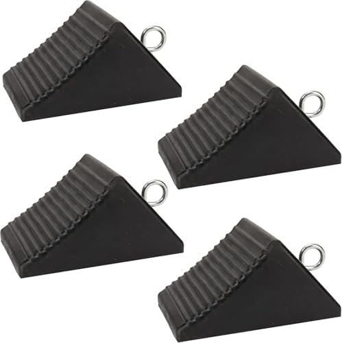 AFA Tooling 4T Rubber Wheel Chocks, 4 Pack, Two Pairs & Tie-Off Eyebolts by AFAToolingApprovedforAutomotive