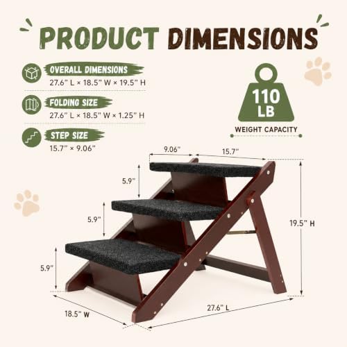 Wooden Dog Stairs & Ramp for Small Medium Dogs & Cats - Image 2