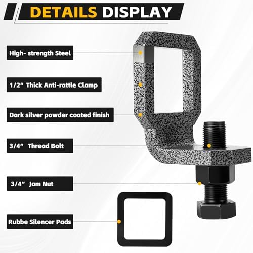 2" Anti Rattle Hitch Clamp, Heavy Duty Steel Stabilizer & Tightener - Image 3