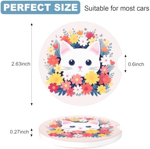 2 Pack Car Cup Holder Coasters, 2.63 inch Anti Slip Insert Absorbent Ceramic - Image 2