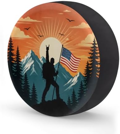 Silhouette American Flag Spare Tire Cover Wheel Covers Protectors Waterproof by cfpolar
