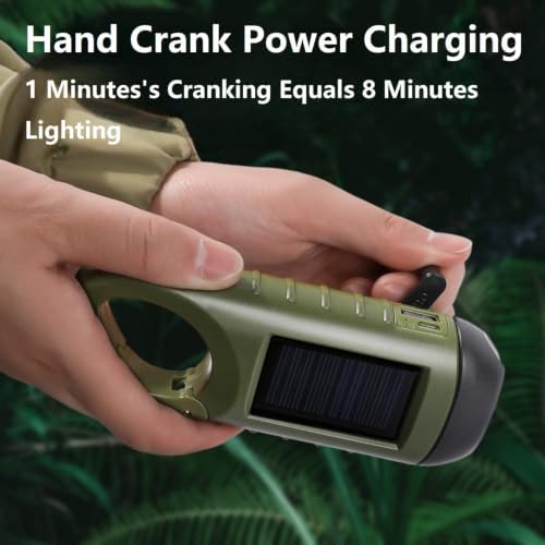 2026 Mini Hand Crank Solar LED Emergency Flashlight, USB Output, Type C - Image 2