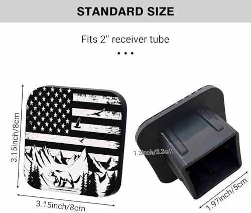 Swono Truck Tow Hitch Cover Lonely Bear in the Mountains 2 Inch Rubber Tow - Image 2