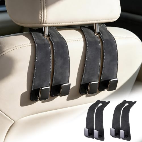 Amooca Car Headrest Hooks 2-Pack Suede Seat Organizer by Amooca