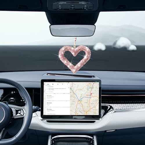Mandark Crystal Rhinestone Heart Rearview Mirror Pendant - Image 5