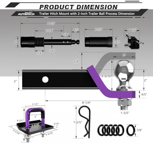 AUTMATCH Trailer Hitch Ball Mount - Image 3