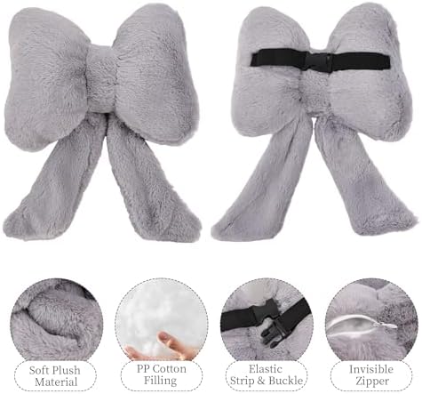 Bow Car Headrest Pillows Plush Car Neck Pillows - Image 4