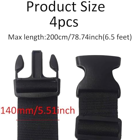 4 Pack Black Luggage Straps, Adjustable Travel Belt - Image 2