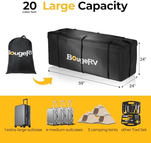 BougeRV Hitch Cargo Carrier Bag 20 Cubic Feet 700D Waterproof Expandable - Image 3
