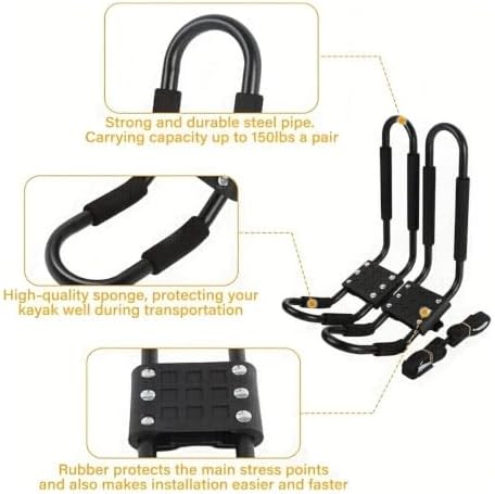 Kayak Roof Rack Carrier for Car Top Cross Bar Mount Holder - Image 4