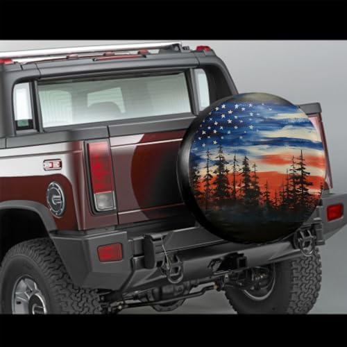 Spare Tire Cover American Flag Waterproof Dust-Proof Universal 14 Inch Wheel - Image 2
