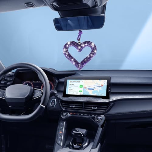Mandark Crystal Rhinestone Heart Rearview Mirror Pendant - Image 4