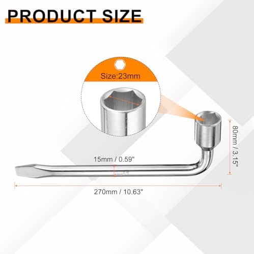 HARFINGTON Car Spare Tire Lug Wrench 23mm Carbon Steel l Type Slotted End - Image 2