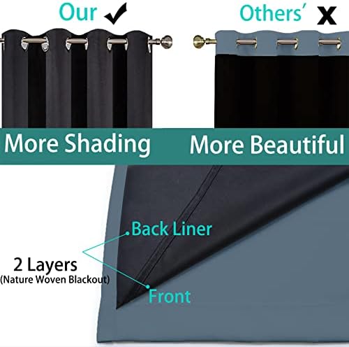 Yakamok Stone Blue Blackout Patio Door Curtain Panels W100 x L84, 1 Panel - Image 5