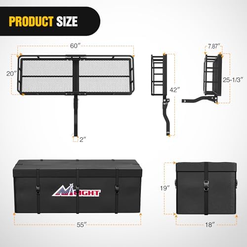 Nilight 60" x 20"x 7.87" Folding Carrier Fits 2-Inch Receiver 500 Lbs Capacity - Image 3