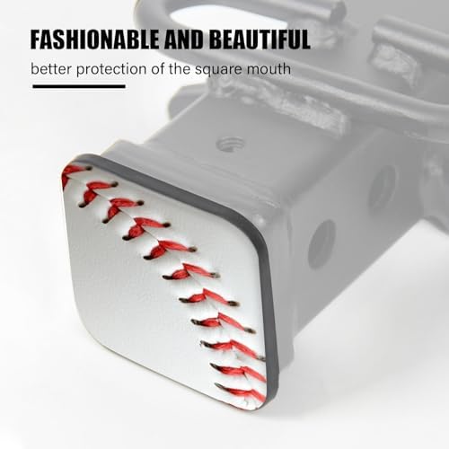 Trailer Hitch Cover, Baseball Stitches Hitch Cover Rubber Towing Hitch Plug - Image 4