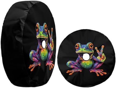 KiuLoam Peace Colorful Frog Tie Dye Swirl Spare Tire Cover - Image 3