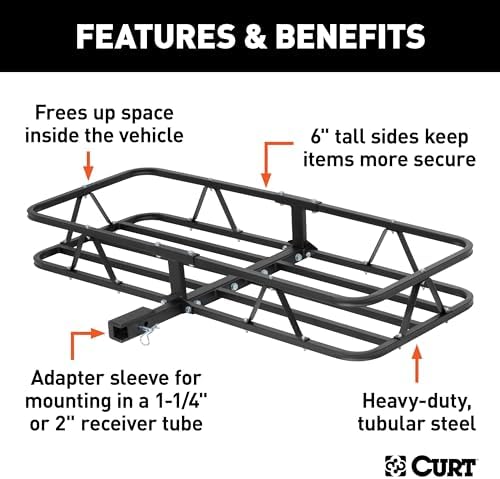 CURT 18145 Cargo Basket Hitch Trailer Hitch Cargo Carrier, 500 lbs. Capacity - Image 3