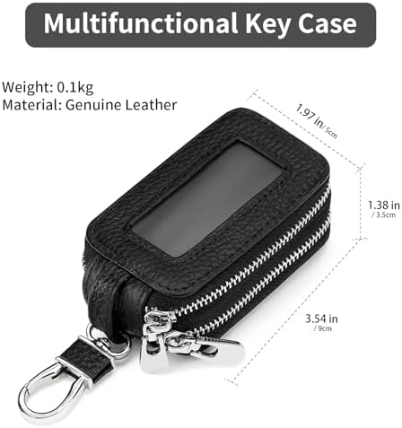 SENDEFN Car Key Fob Case Double Zipper Leather Smart Remote Keychain Protector - Image 6