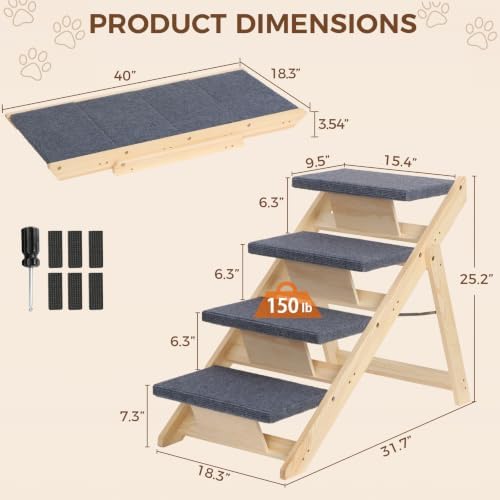 ZENY Convertible 2‑in‑1 Pet Ramp, Dog Stairs - Image 6