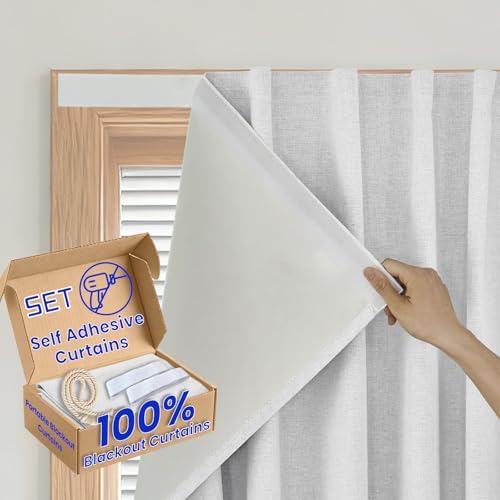 100% Blackout Magic Tape Stick On Curtains Window Shades Pull Down Blackout by Sovtfides