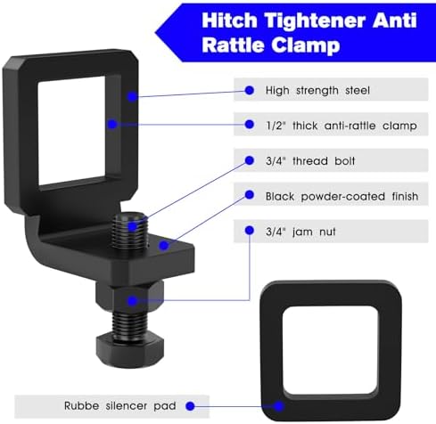 2" Anti Rattle Hitch Clamp, Heavy Duty Hitch Stabilizer - Image 4