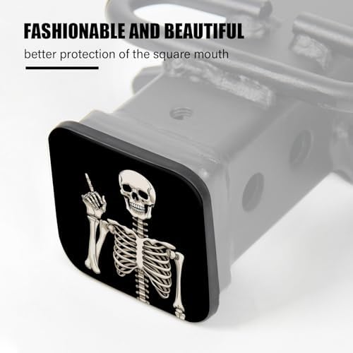 Trailer Hitch Cover, Skeleton Holding Up Finger On The Black Background Hitch - Image 4