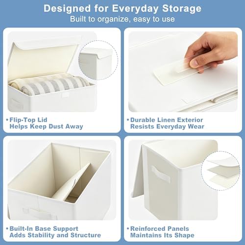 Bagnizer Large 22 Quart Linen Fabric Foldable Storage Bin Cube Organizer Basket - Image 6