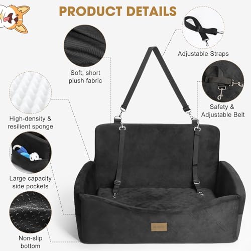 JOEJOY Dog Car Seat for Large Medium Sized Dogs Under 55 lbs, Dog Booster Seat - Image 4