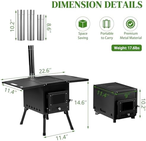 Camping Wood Stove, Portable Tent Wood Burning Stove - Image 3