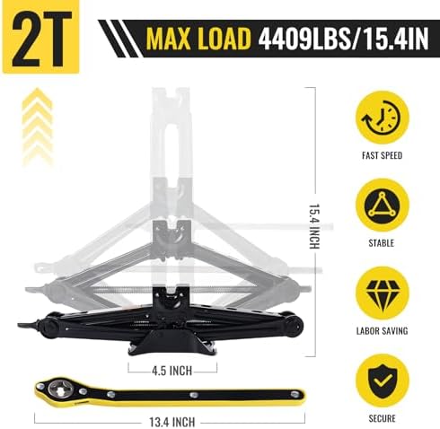 Car Jack Kit, Scissors Jack car, Max 2 ton Capacity, tire Jack Tool kit - Image 2