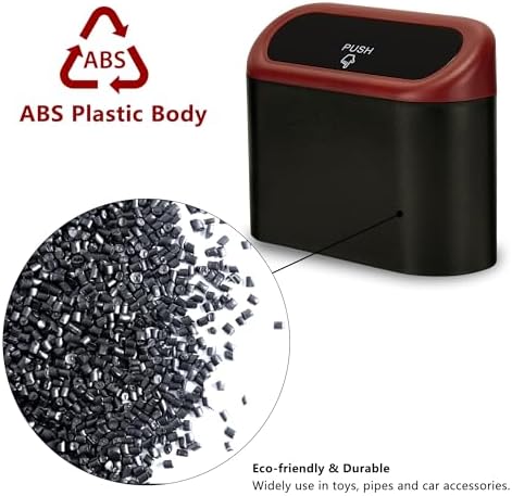 Ginsco Mini Car Trash Can with Lid, Small Car Garbage Can, Cute Leakproof ABS - Image 3