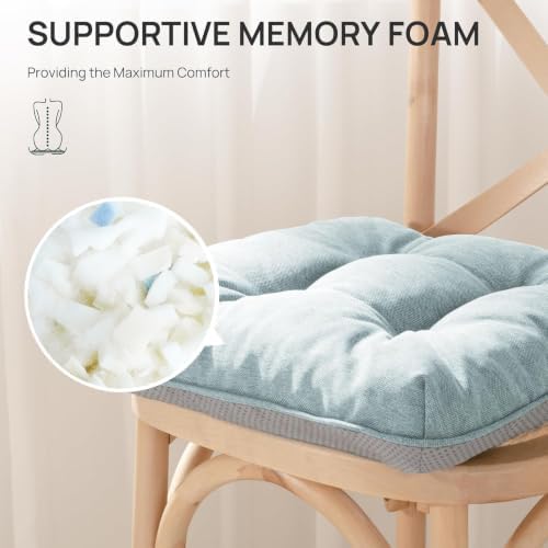 Love's cabin Memory Foam Chair Cushions Set of 4, 15.5 Inch, Light Blue - Image 3